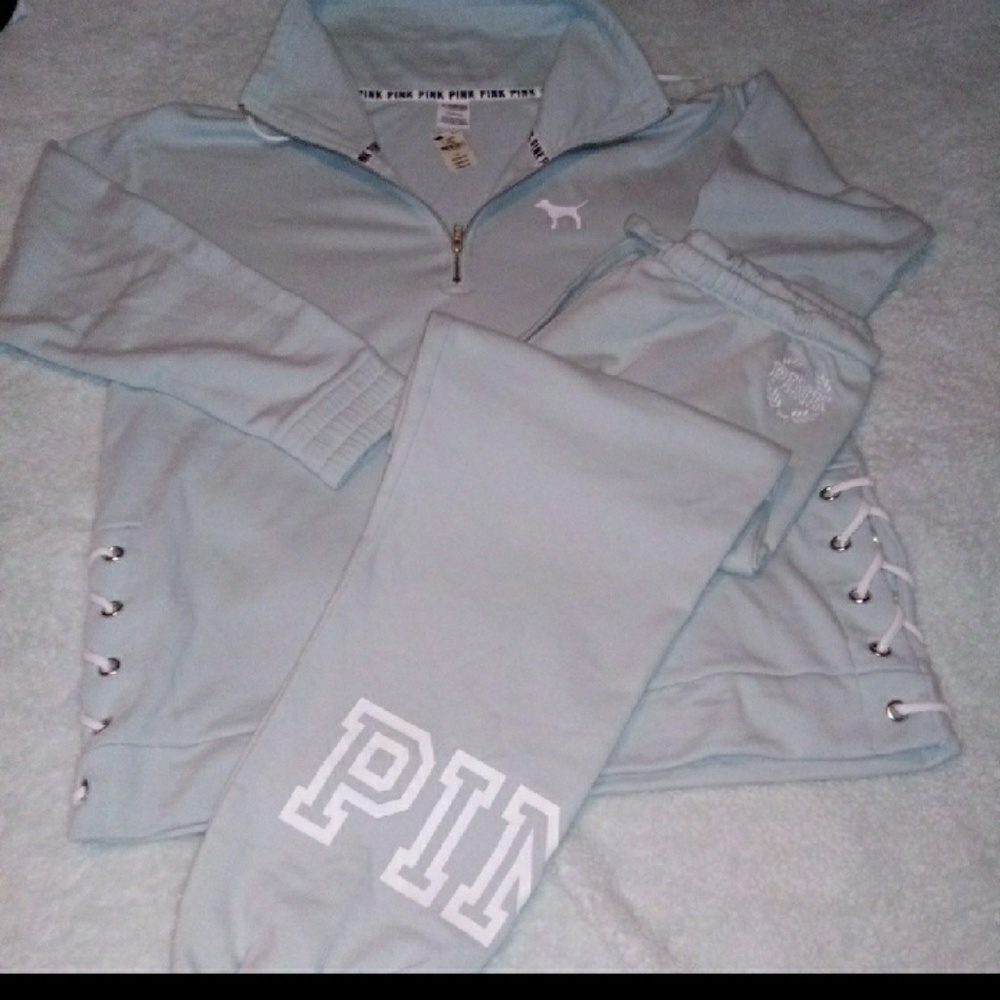 Have 2 sets. Baby blue/white black/white